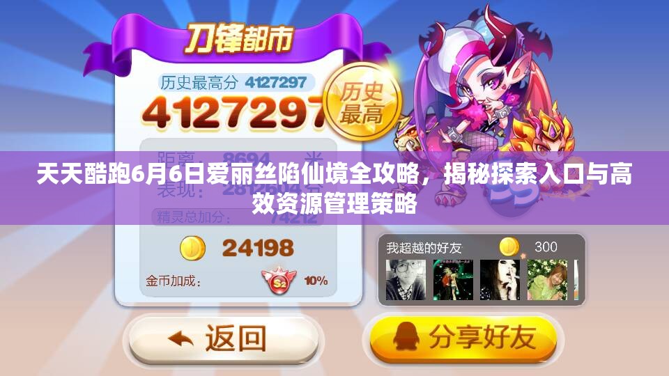 天天酷跑6月6日爱丽丝陷仙境全攻略，揭秘探索入口与高效资源管理策略