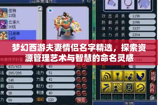 梦幻西游夫妻情侣名字精选，探索资源管理艺术与智慧的命名灵感