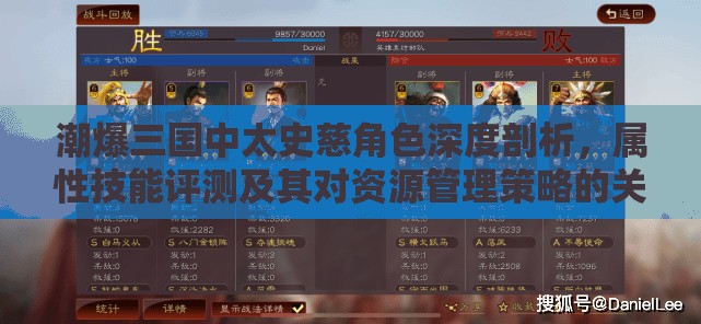 潮爆三国中太史慈角色深度剖析，属性技能评测及其对资源管理策略的关键影响