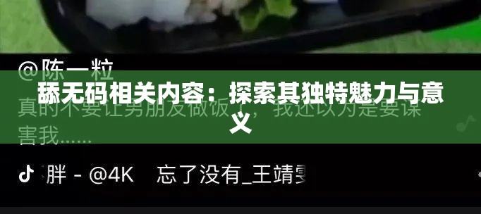 舔无码相关内容：探索其独特魅力与意义