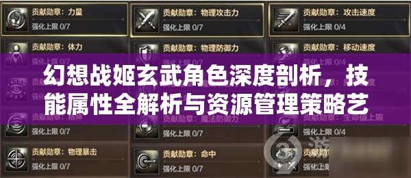 幻想战姬玄武角色深度剖析，技能属性全解析与资源管理策略艺术