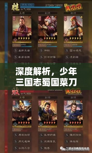 深度解析，少年三国志蜀国菜刀队资源管理、实战技巧及最大化其价值策略