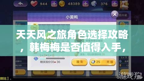 天天风之旅角色选择攻略，韩梅梅是否值得入手，资源管理深度剖析与解析