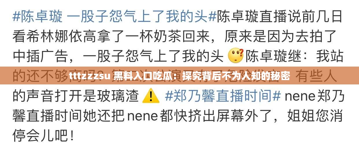 tttzzzsu 黑料入口吃瓜：探究背后不为人知的秘密