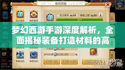 梦幻西游手游深度解析，全面揭秘装备打造材料的高效获取秘籍