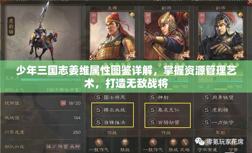 少年三国志姜维属性图鉴详解，掌握资源管理艺术，打造无敌战将