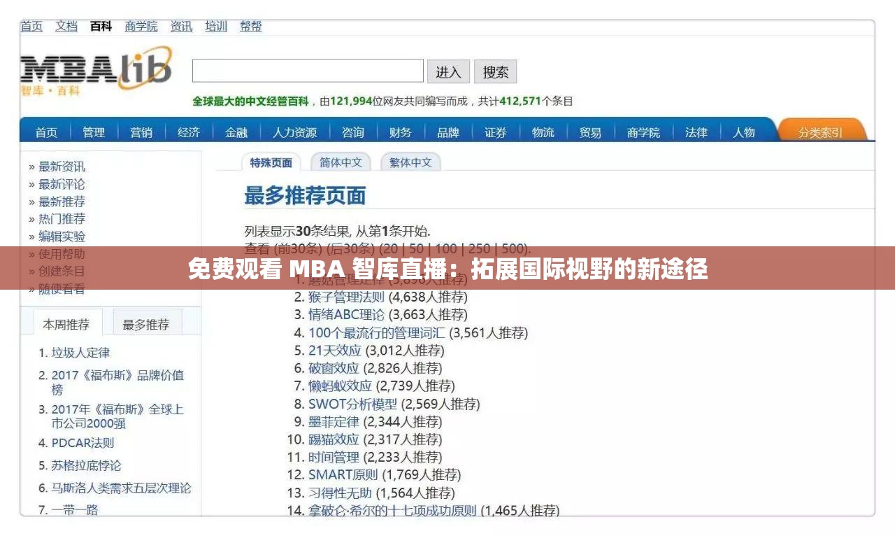免费观看 MBA 智库直播：拓展国际视野的新途径