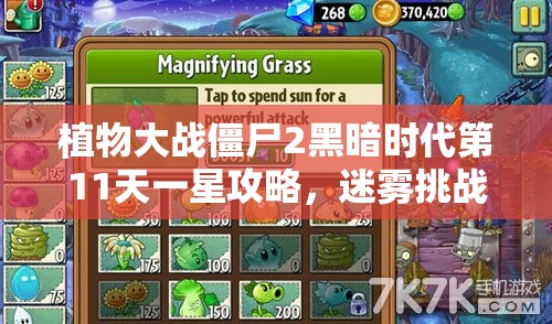 植物大战僵尸2黑暗时代第11天一星攻略，迷雾挑战中的智慧植物布局与僵尸对决