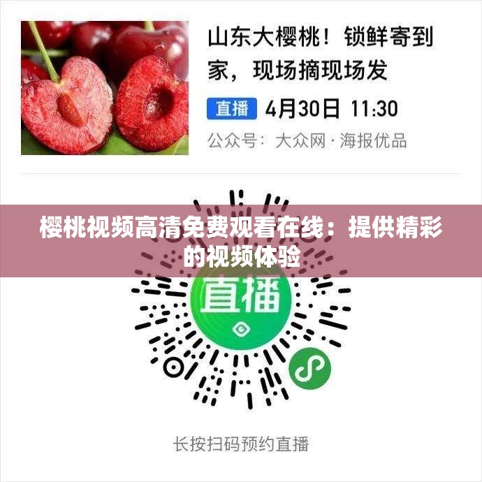 樱桃视频高清免费观看在线：提供精彩的视频体验