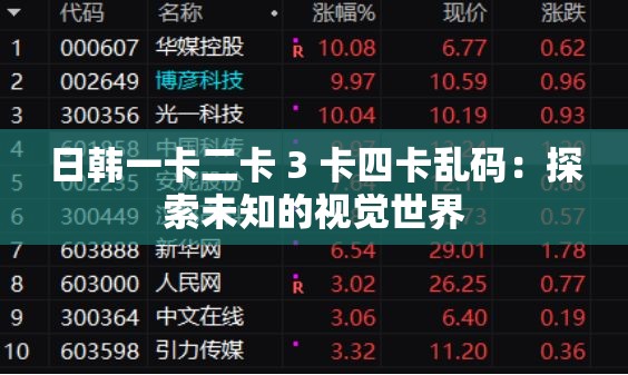 日韩一卡二卡 3 卡四卡乱码：探索未知的视觉世界