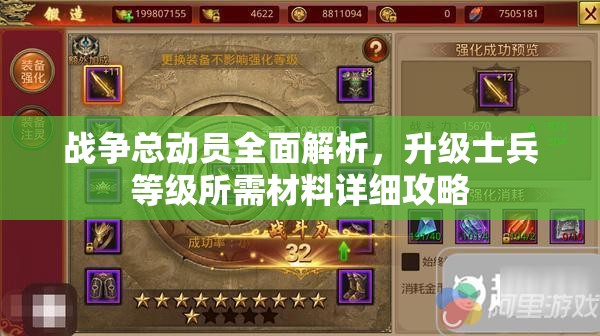 战争总动员全面解析，升级士兵等级所需材料详细攻略