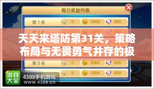 天天来塔防第31关，策略布局与无畏勇气并存的极限挑战