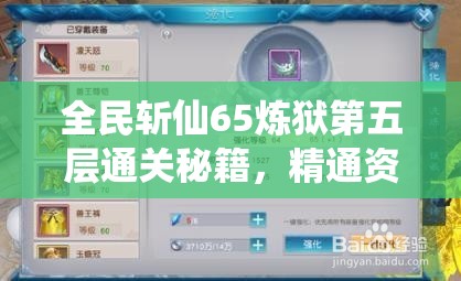 全民斩仙65炼狱第五层通关秘籍，精通资源管理，高效运用策略，彻底避免资源浪费