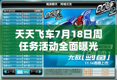 天天飞车7月18日周任务活动全面曝光，海量福利精彩纷呈不容任何玩家错过！
