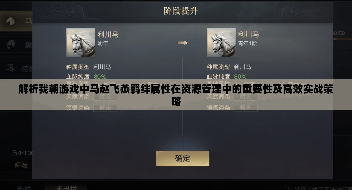 解析我朝游戏中马赵飞燕羁绊属性在资源管理中的重要性及高效实战策略
