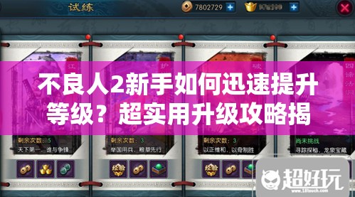 不良人2新手如何迅速提升等级？超实用升级攻略揭秘！