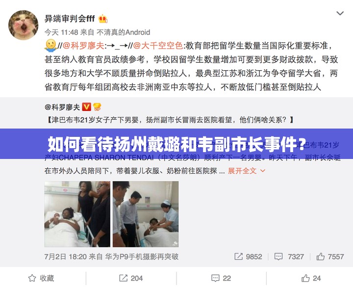 如何看待扬州戴璐和韦副市长事件？