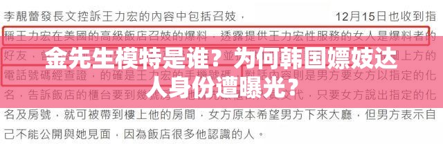 金先生模特是谁？为何韩国嫖妓达人身份遭曝光？