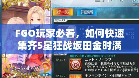 FGO玩家必看，如何快速集齐5星狂战坂田金时满破所需素材？
