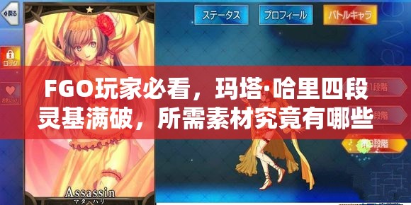 FGO玩家必看，玛塔·哈里四段灵基满破，所需素材究竟有哪些？