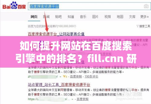 如何提升网站在百度搜索引擎中的排名？fill.cnn 研究所实验室官网揭晓答案