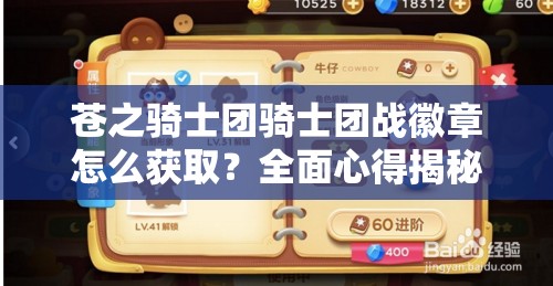 苍之骑士团骑士团战徽章怎么获取？全面心得揭秘悬念！