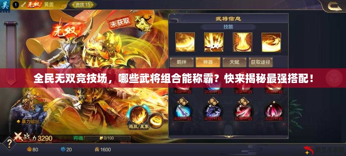 全民无双竞技场，哪些武将组合能称霸？快来揭秘最强搭配！