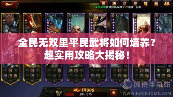 全民无双里平民武将如何培养？超实用攻略大揭秘！
