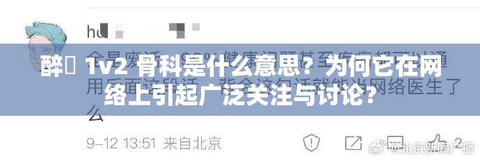 醉媃 1v2 骨科是什么意思？为何它在网络上引起广泛关注与讨论？