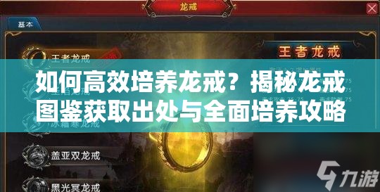 如何高效培养龙戒？揭秘龙戒图鉴获取出处与全面培养攻略