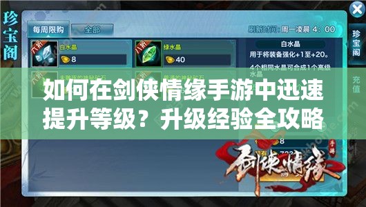 如何在剑侠情缘手游中迅速提升等级？升级经验全攻略揭秘！