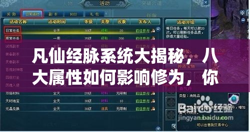 凡仙经脉系统大揭秘，八大属性如何影响修为，你了解多少？