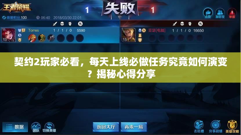 契约2玩家必看，每天上线必做任务究竟如何演变？揭秘心得分享